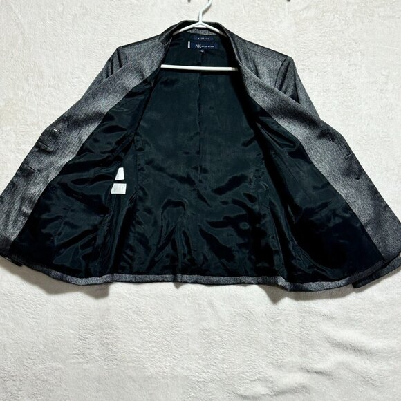 Anne Klein Blazer Coat Gray/Silver 2 Button 2 Pocket w/ Gold Pin Women's Size 14 - Picture 10 of 13